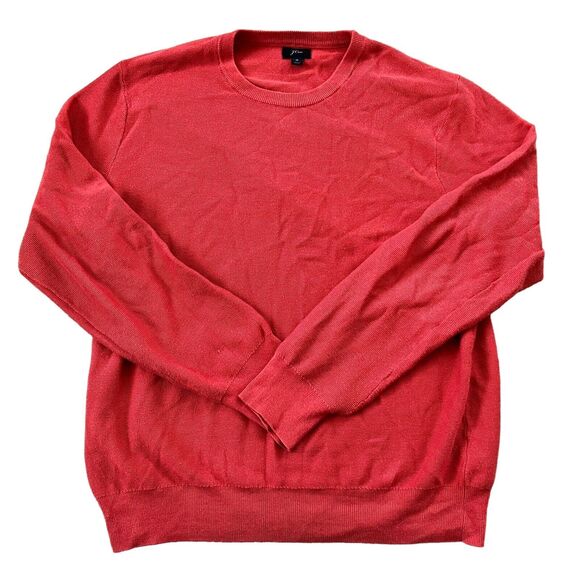 J.Crew Orange 100% Cotton Crewneck Sweater Size M Thin Weight Pullover - Picture 1 of 8